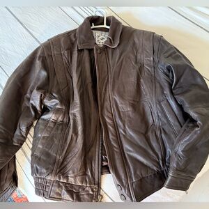 JACKSON Dark Brown Full Leather Bomber Jacket